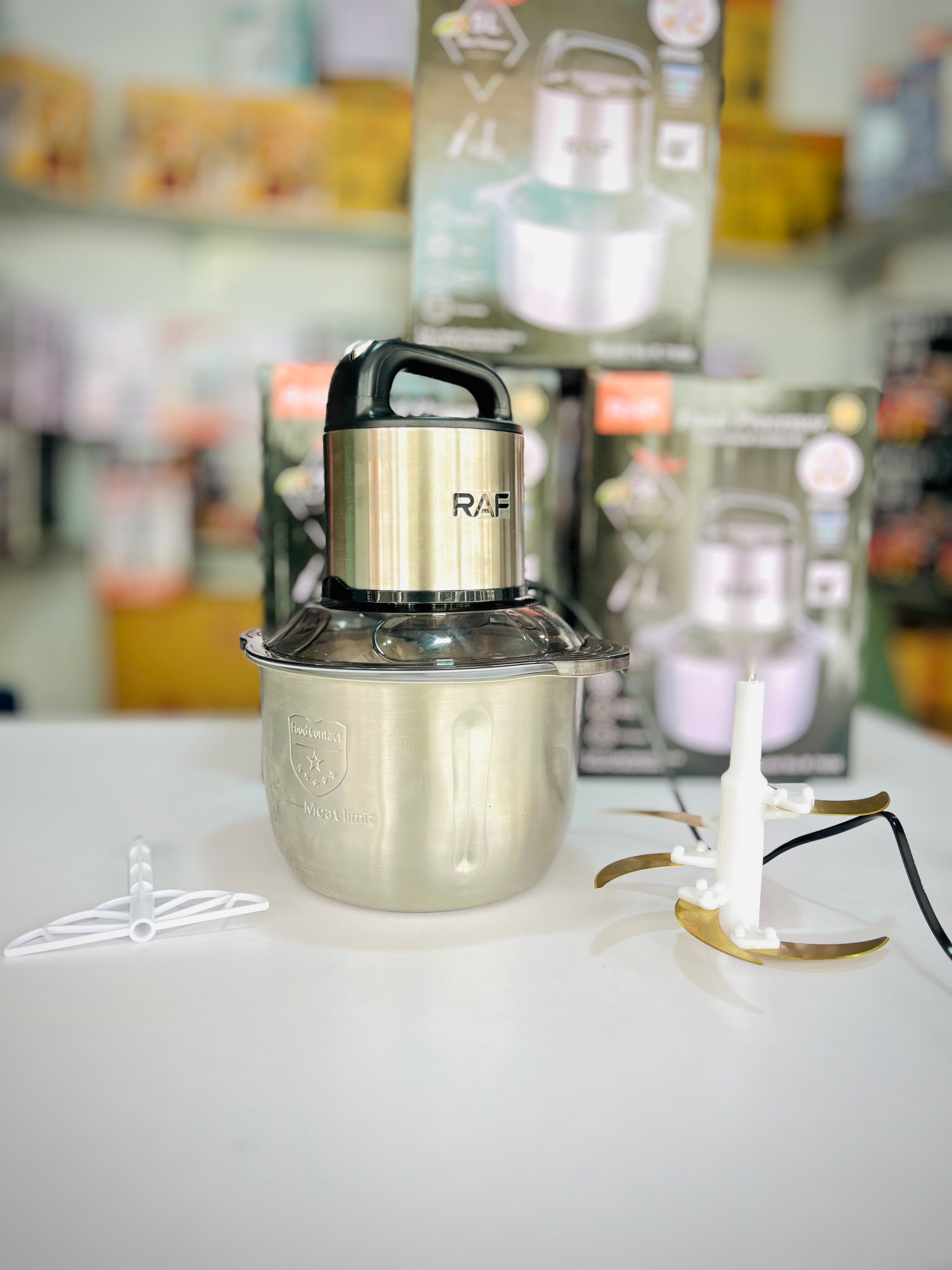 RAF 5-Liter Heavy-Duty Chopper with Stainless Steel Bowl & 6 Golden Blades