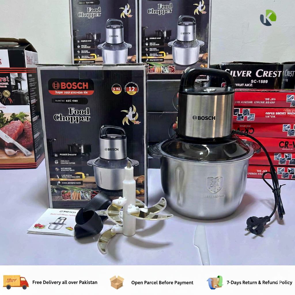 Bosch 1000W Mega Power Chopper – Cuts Meat, Onions & Hard Veggies in Just Seconds | 5L Steel Bowl