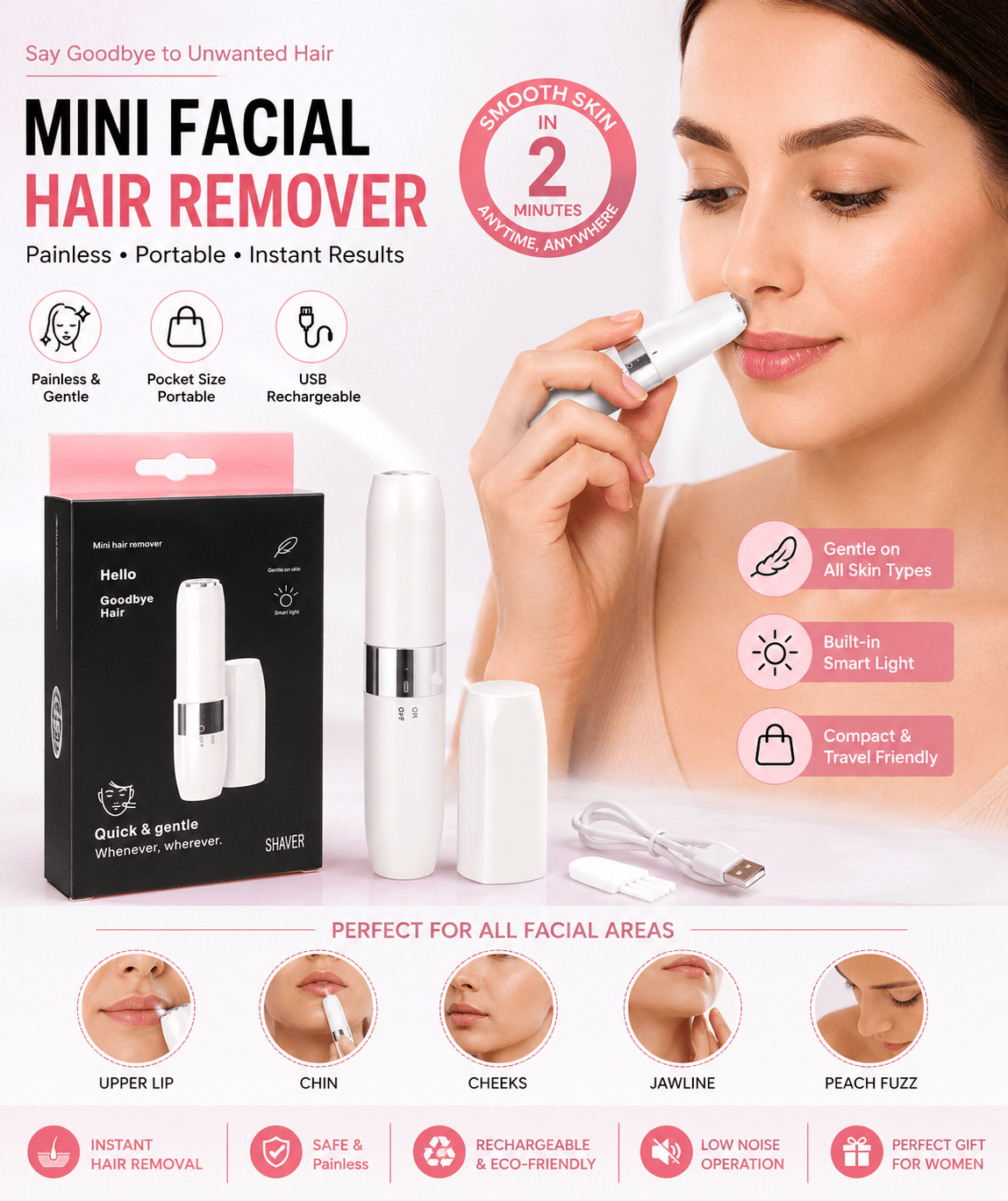 Flawless Hair Remover – Portable USB Rechargeable - KP IMPORTS